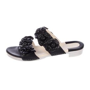 Chanel Camellia Leather Sandals